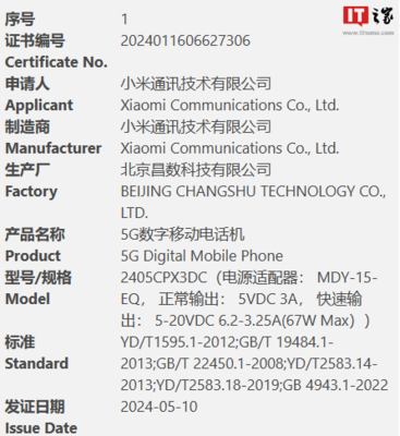小米MIX Flip折疊屏手機(jī)參數(shù)曝光 67W快充引領(lǐng)移動終端新趨勢